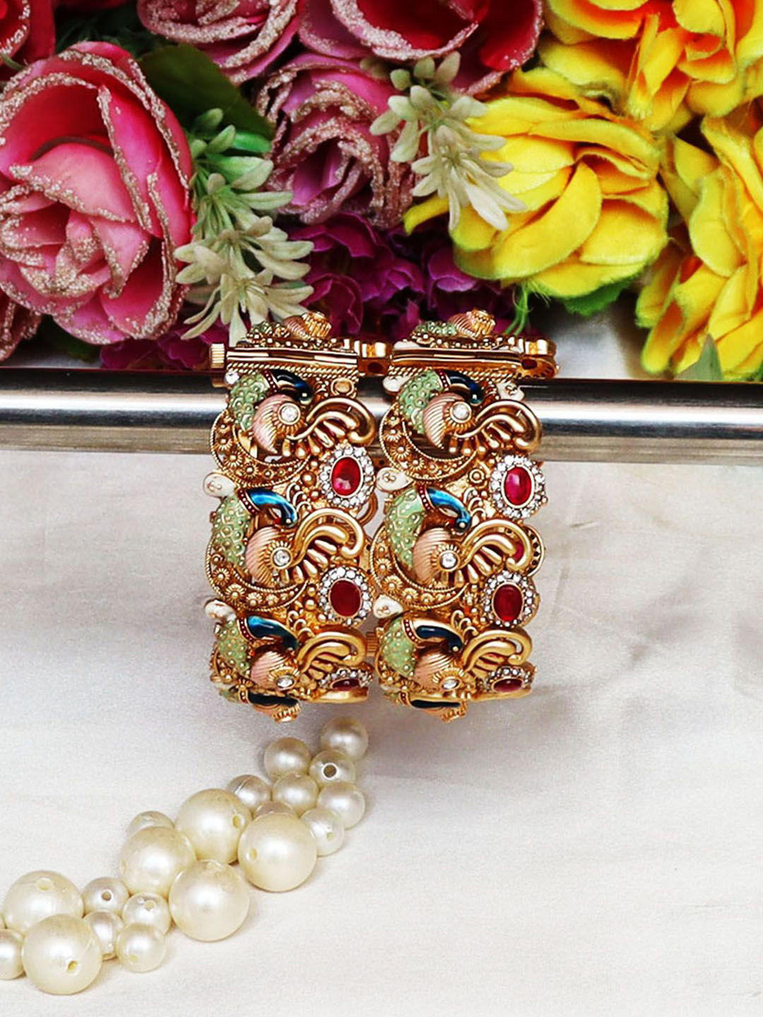 

TAJ BRIDAL STORE Women Brass Brass-Plated Kada Bracelet, Gold