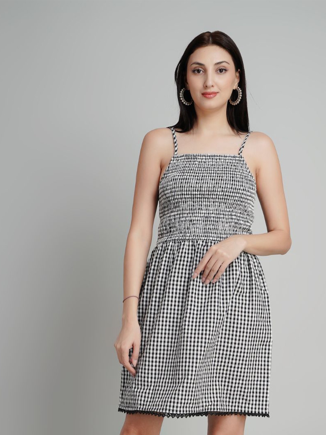 

Kiarabel Retail Checked Fit & Flare Dress, Black