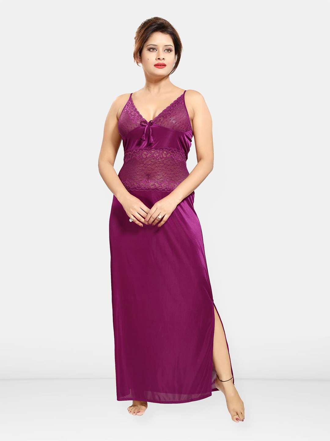 

Be You Women Satin Maxi Nightdress, Magenta