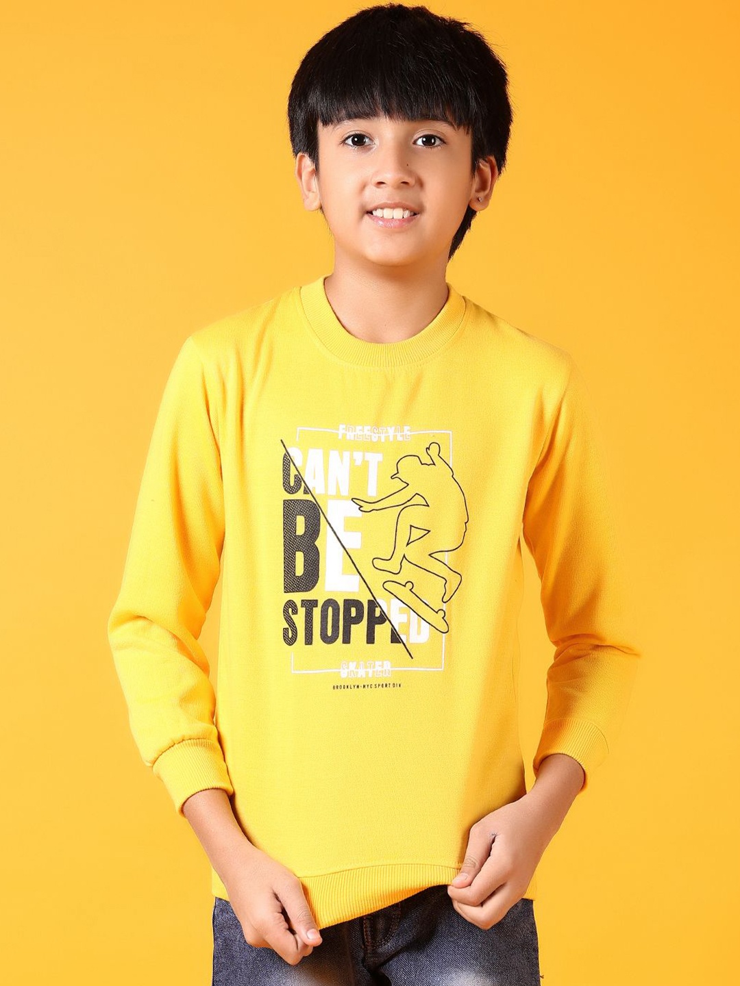 

V-Mart Boys Printed Round Neck Sweatshirt, Yellow