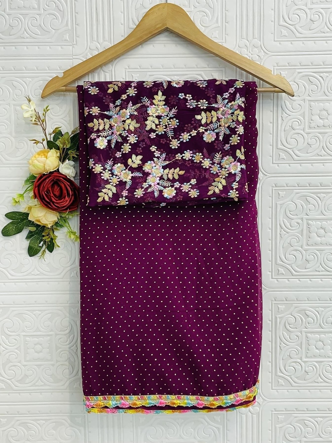 

Aika Embellished Embroidered Pure Georgette Saree, Purple