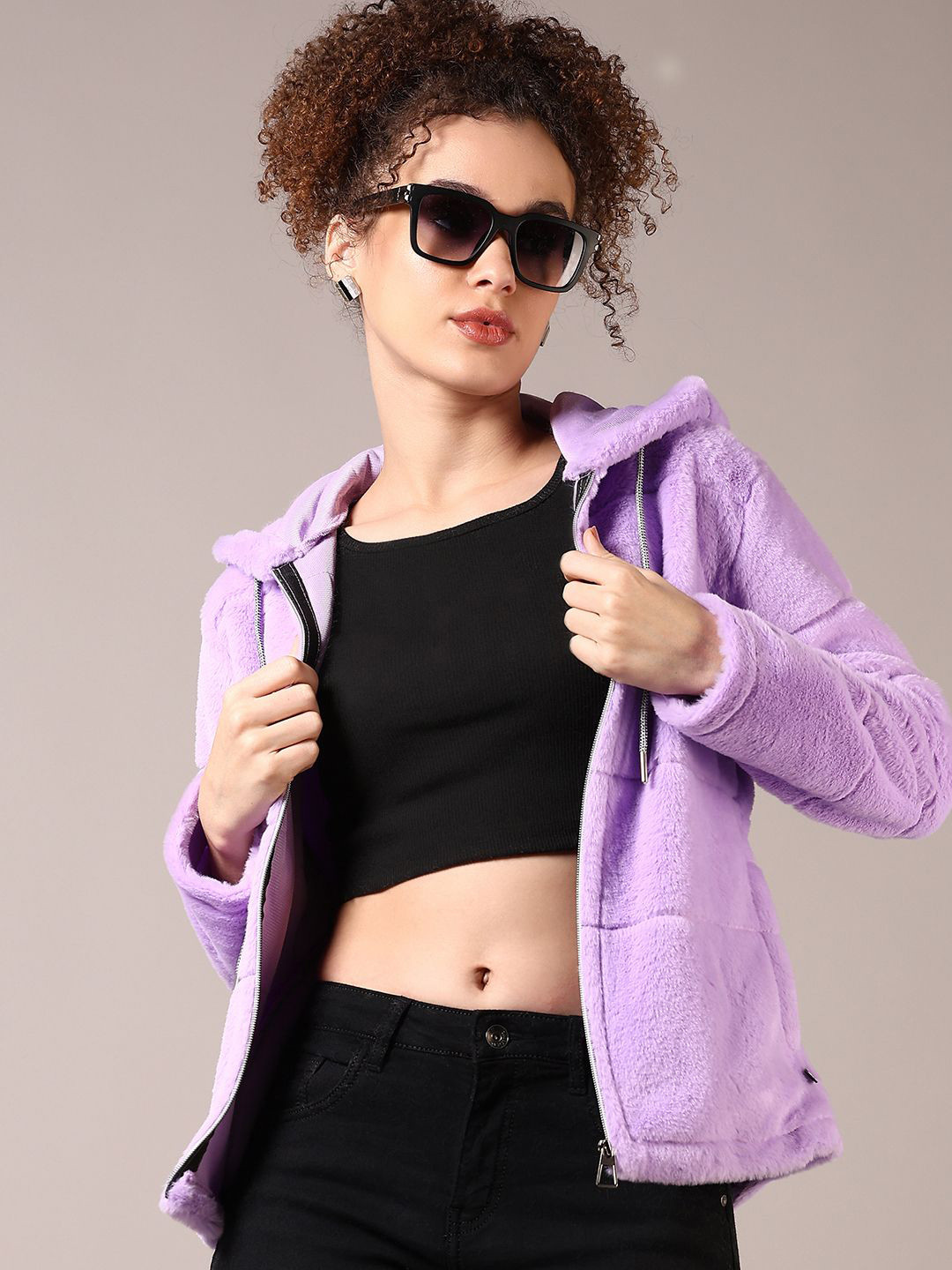 

V-Mart Women Cotton Hooded Sweatshirt, Purple