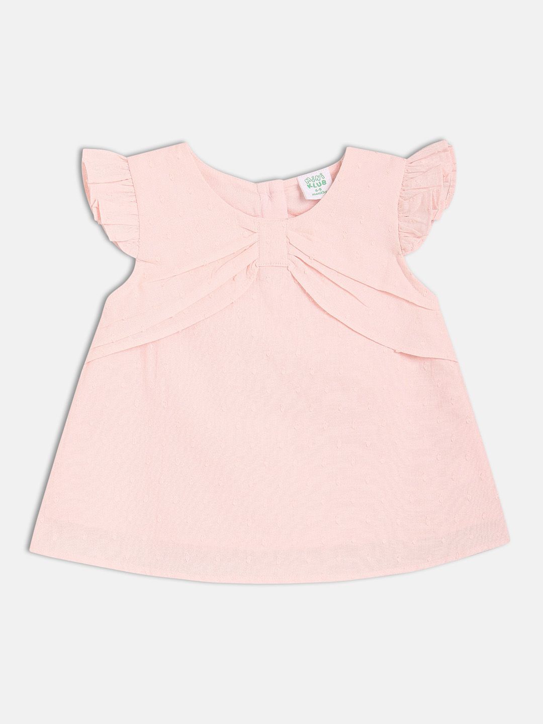 

MINI KLUB Girls Self Design Pure Cotton A-Line Top, Pink