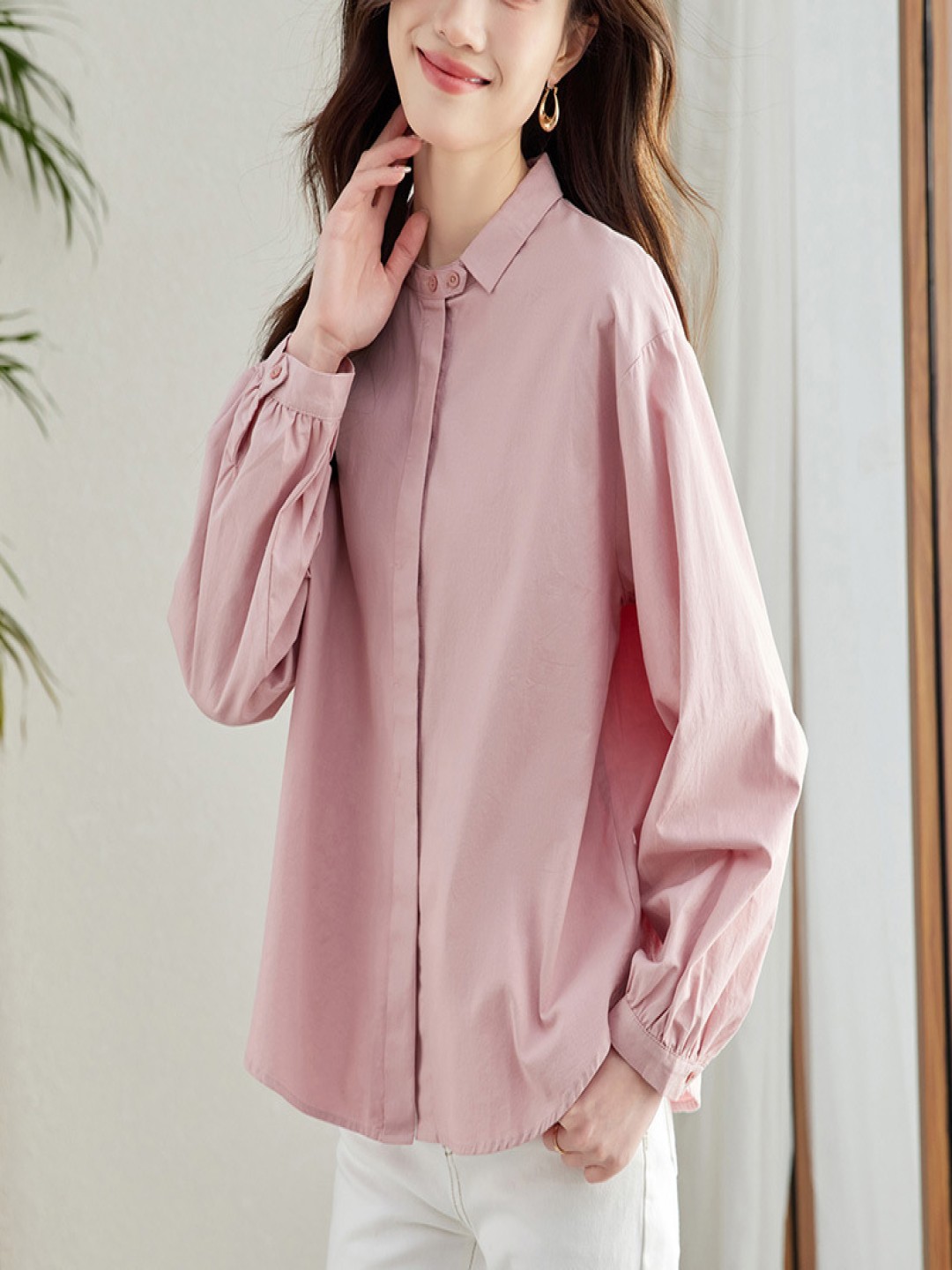 

StyleCast Women Spread Collar Solid Cotton Casual Shirt, Pink