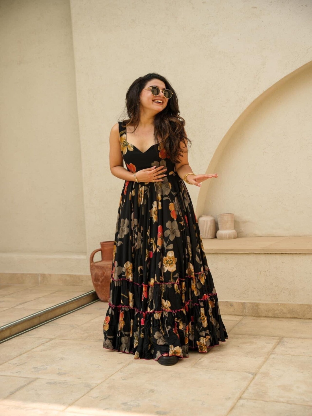 

Idaho Clothing Printed Cotton Maxi Ethnic Dresses, Black
