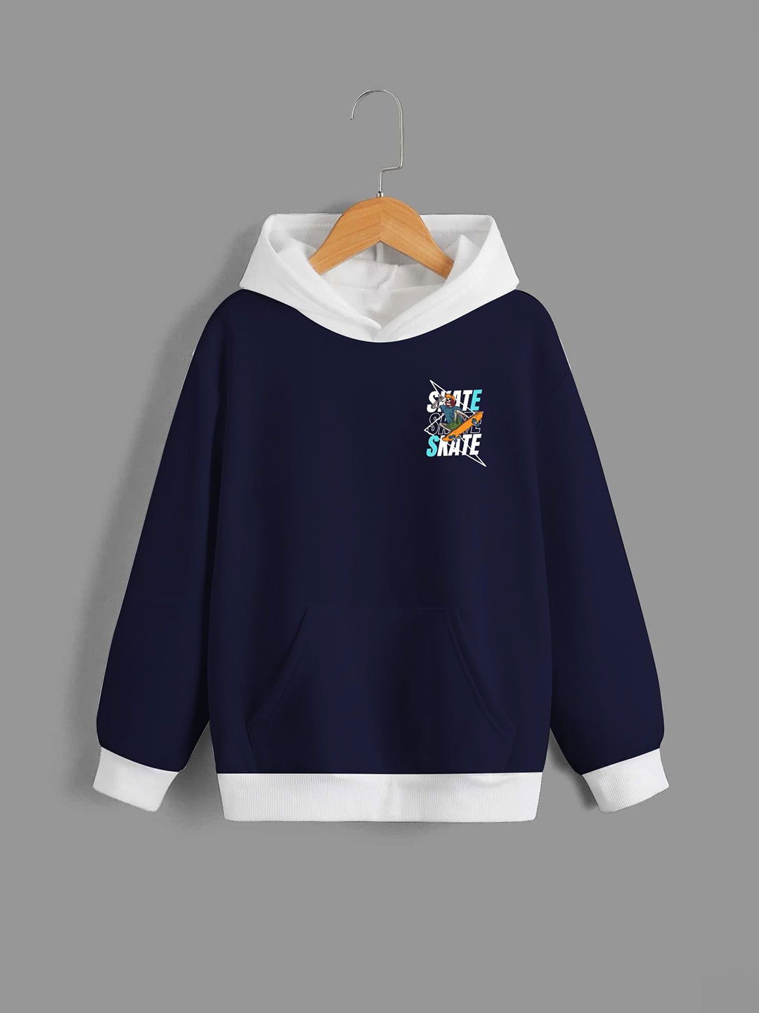 

Dagcros Boys Fleece Printed Hooded Sweatshirt, Navy blue