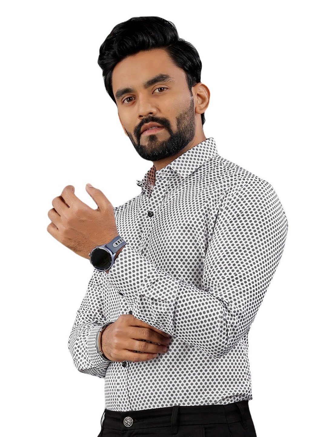 

KHUSHI CREATION Men Original Fit Spread Collar Floral Printed Cotton Casual Shirt, White