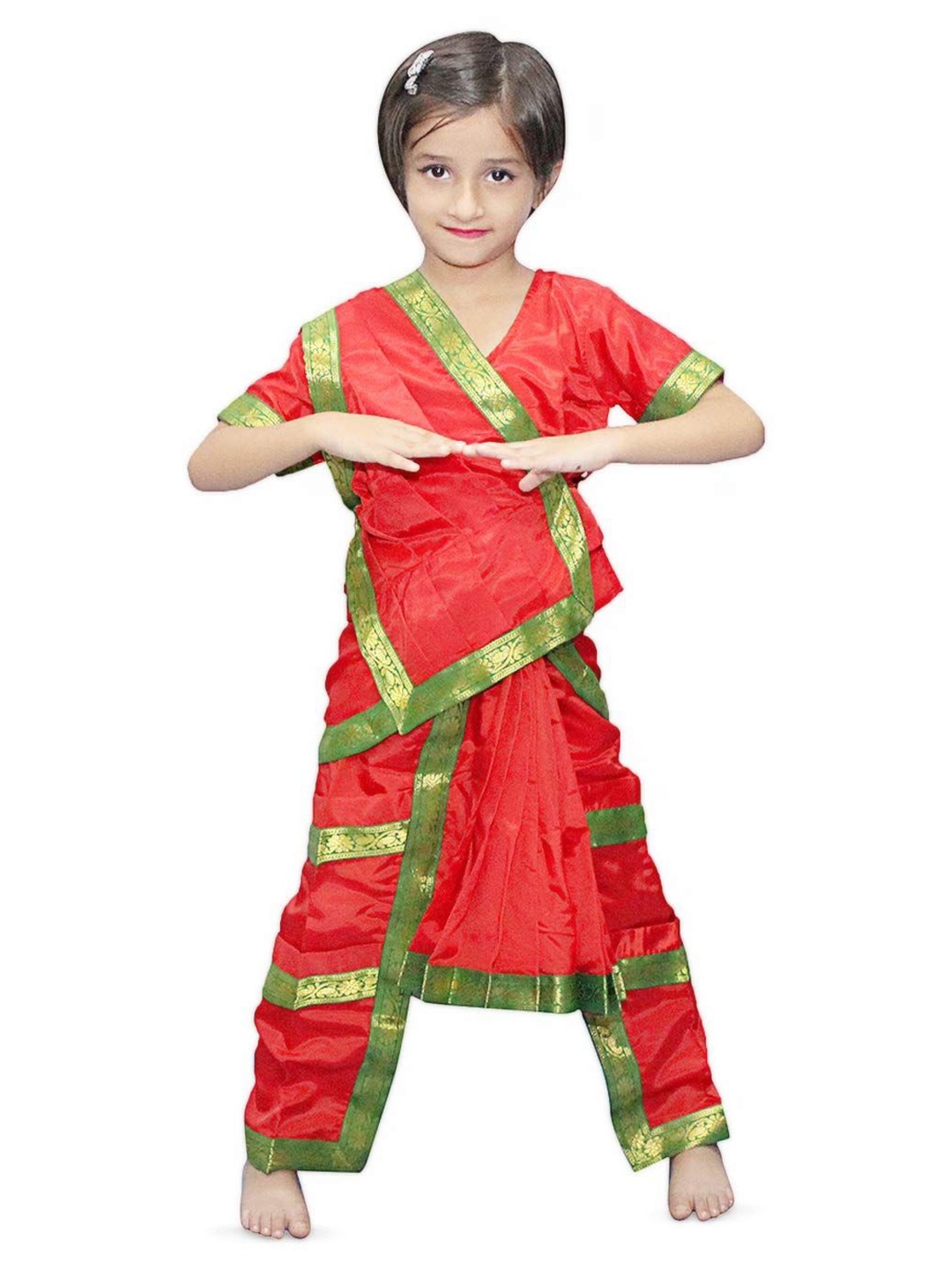 

Kaku Fancy dresses Girls Bharatnatyam Dance Costume Set, Red