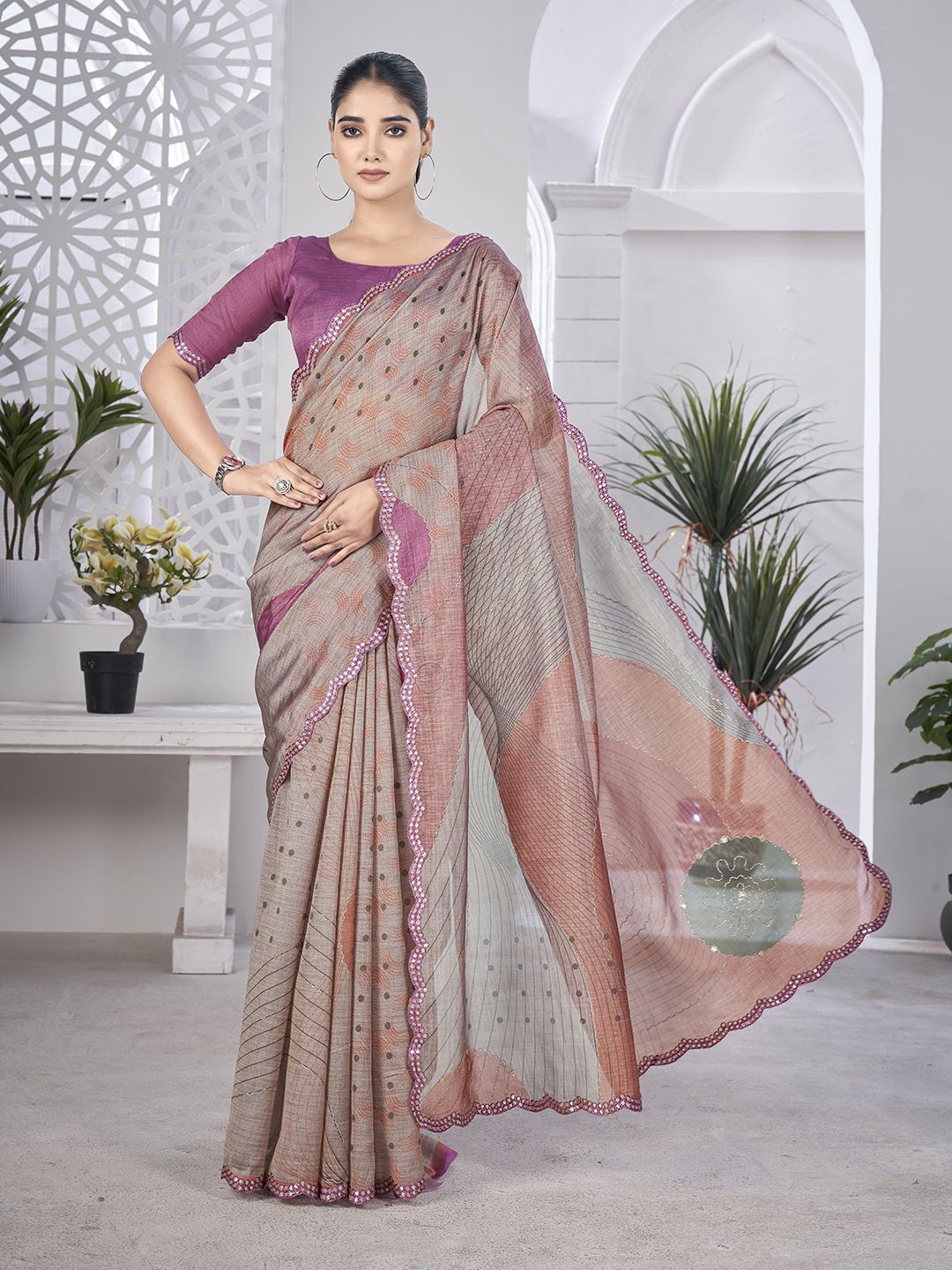 

all about you Organza Saree, Peach