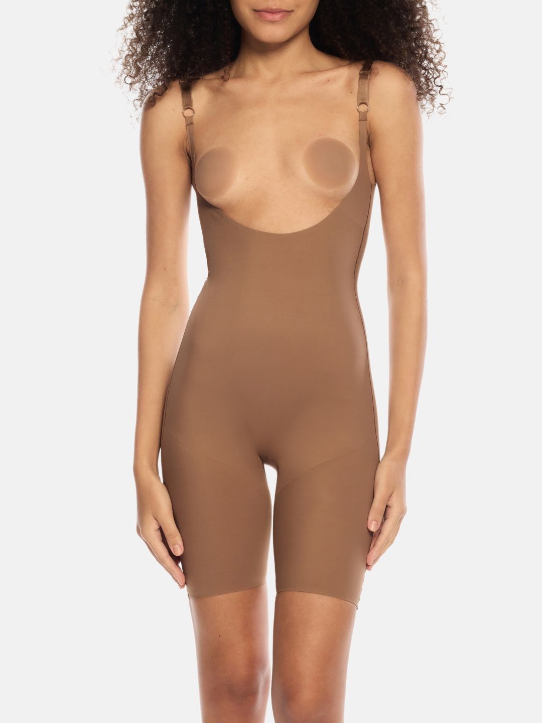 

Butt-Chique Mid-Thigh Bodysuit All Over Body Sculpting (Black) Shapewear, Brown