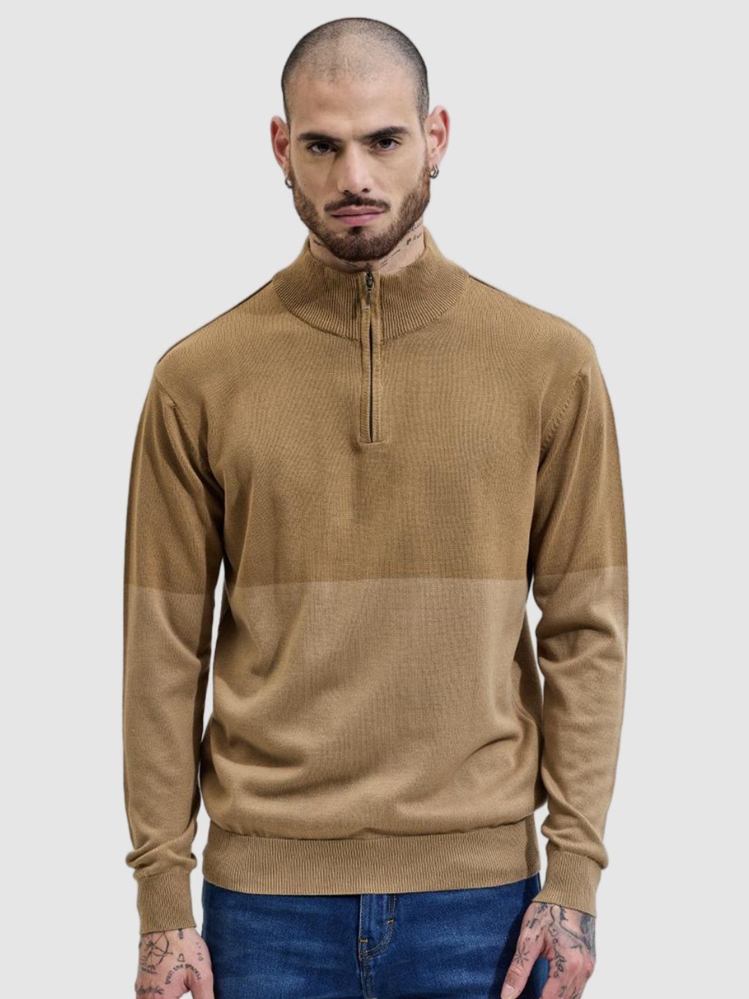 

Snitch Men Brown Colourblocked Sweaters