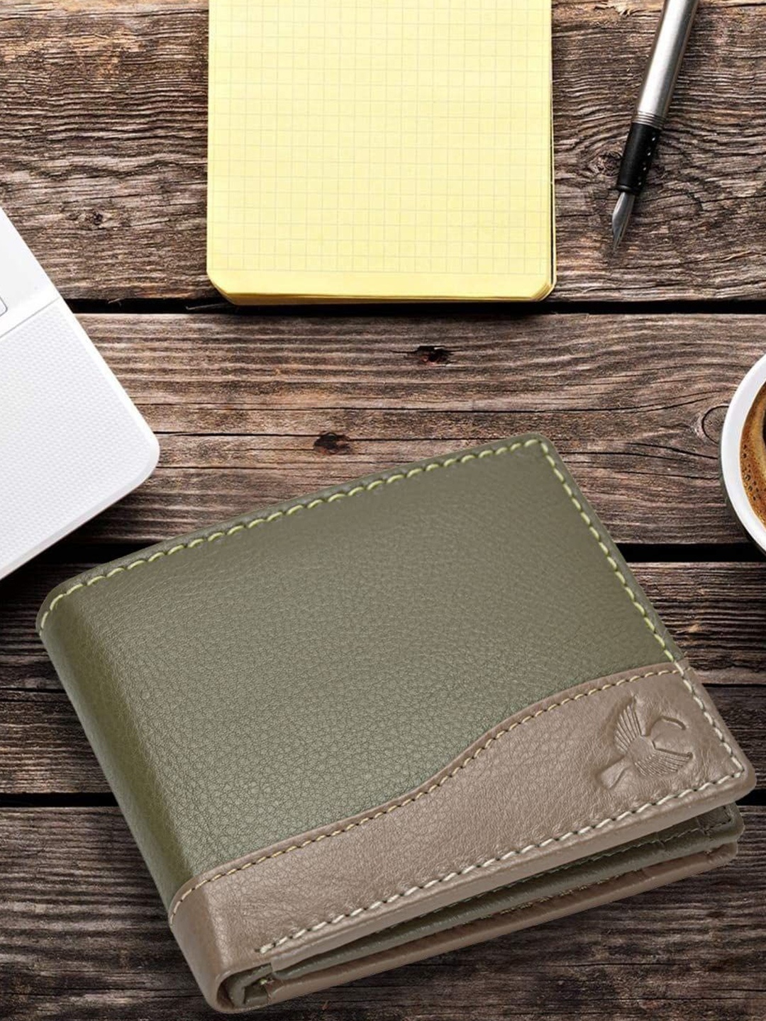 

Hornbull Buttler Olive RFID Protected Genuine Leather Two Fold Wallet