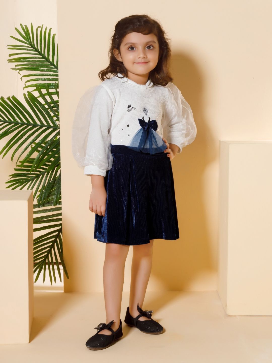 

Peppermint Magnificent Doll Girls Round Neck Top With Skirt, Blue