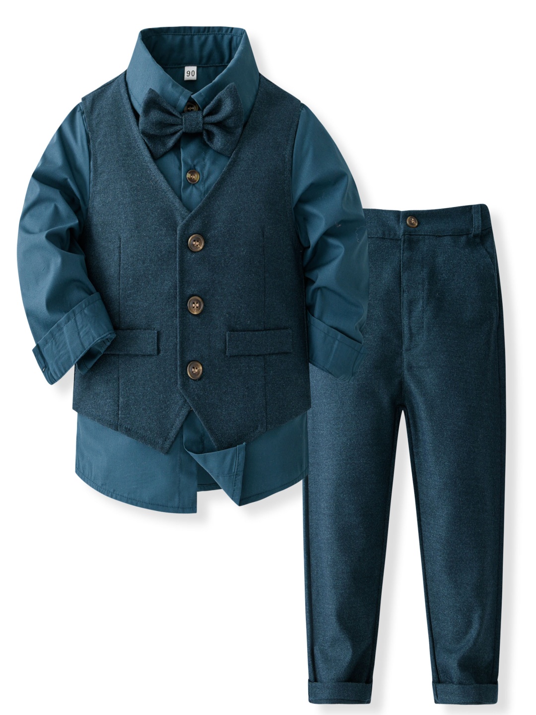 

StyleCast x Revolte Boys Pure Cotton Shirt With Trouser & Waistcoat, Blue