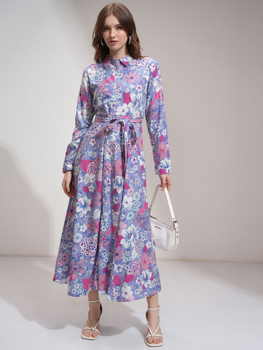 

Tokyo Talkies Women Floral Button Down Maxi Dress, Purple