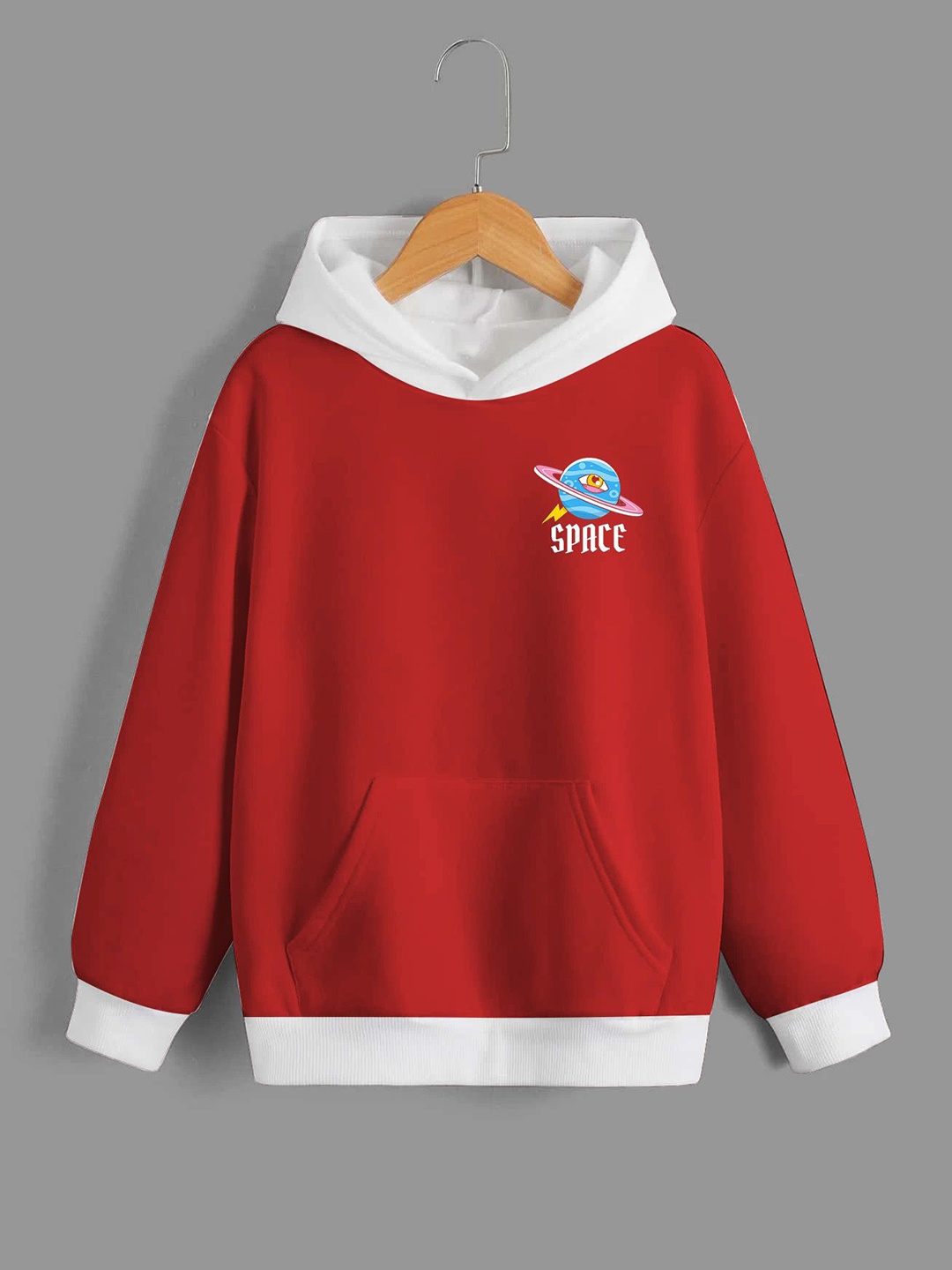 

Dagcros Boys Printed Hooded Pullover Sweatshirt, Red
