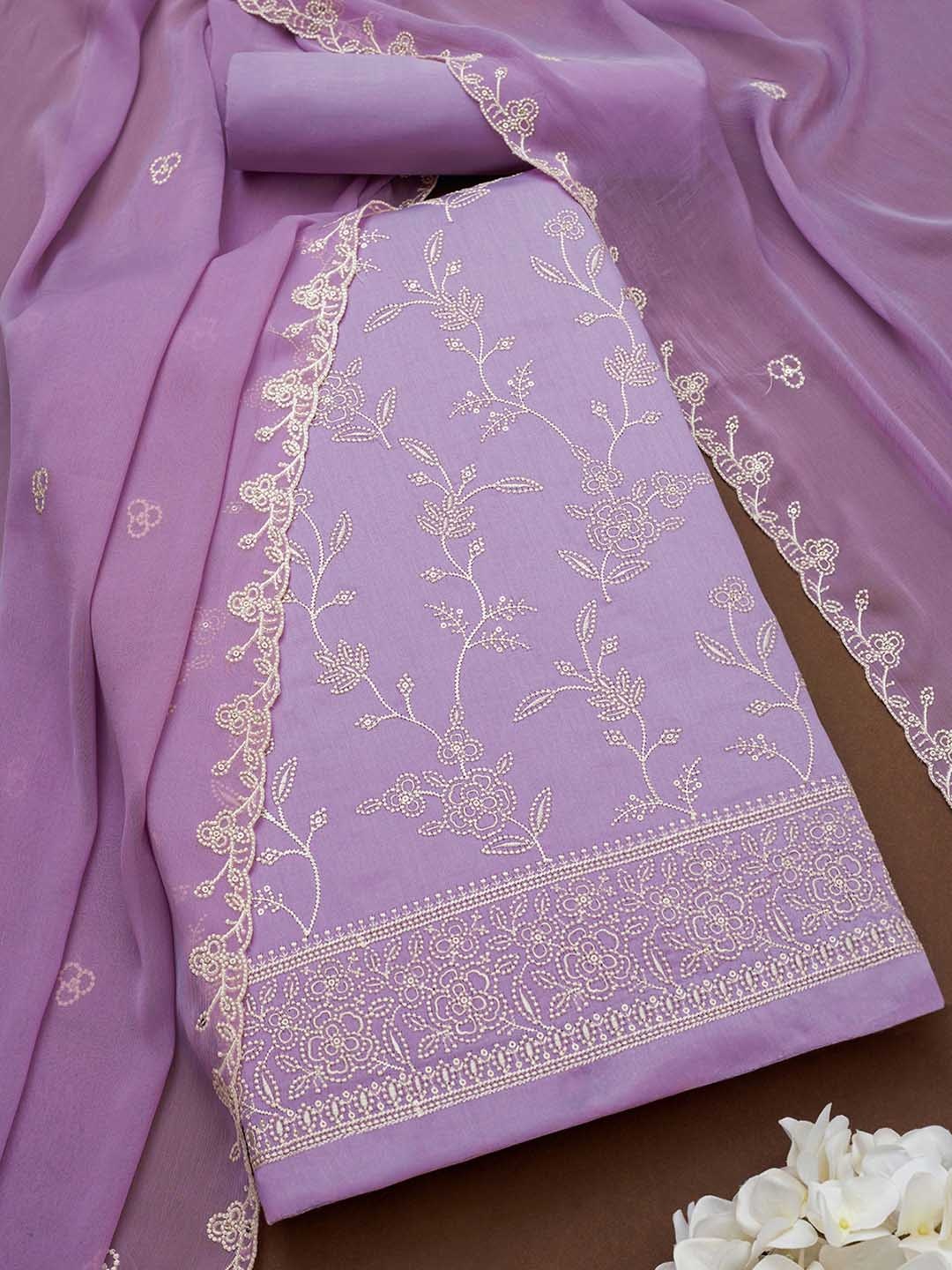 

Soch Floral Embroidered Unstitched Dress Material, Lavender
