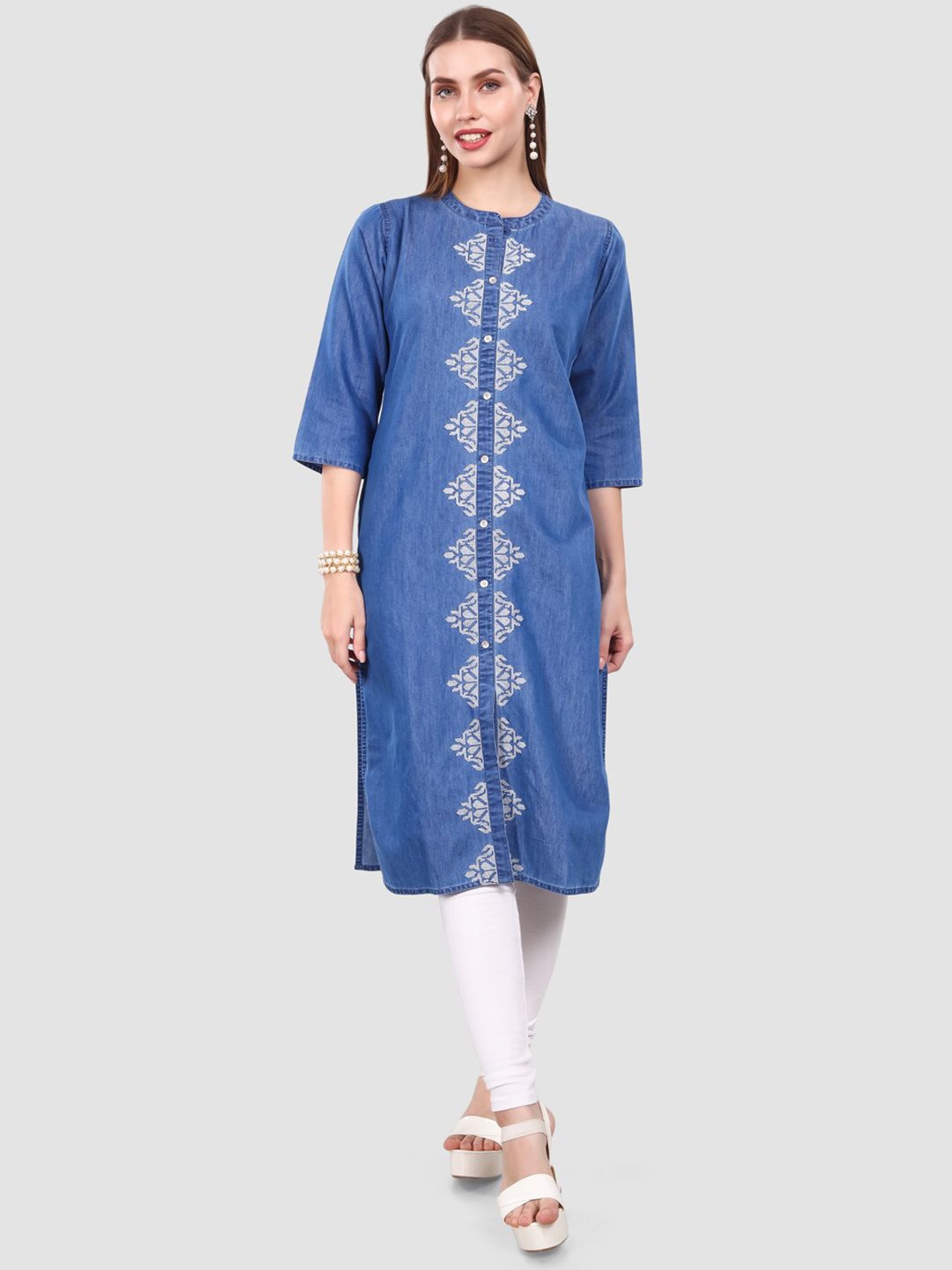 

SK Creation Embroidered Straight Kurta, Blue