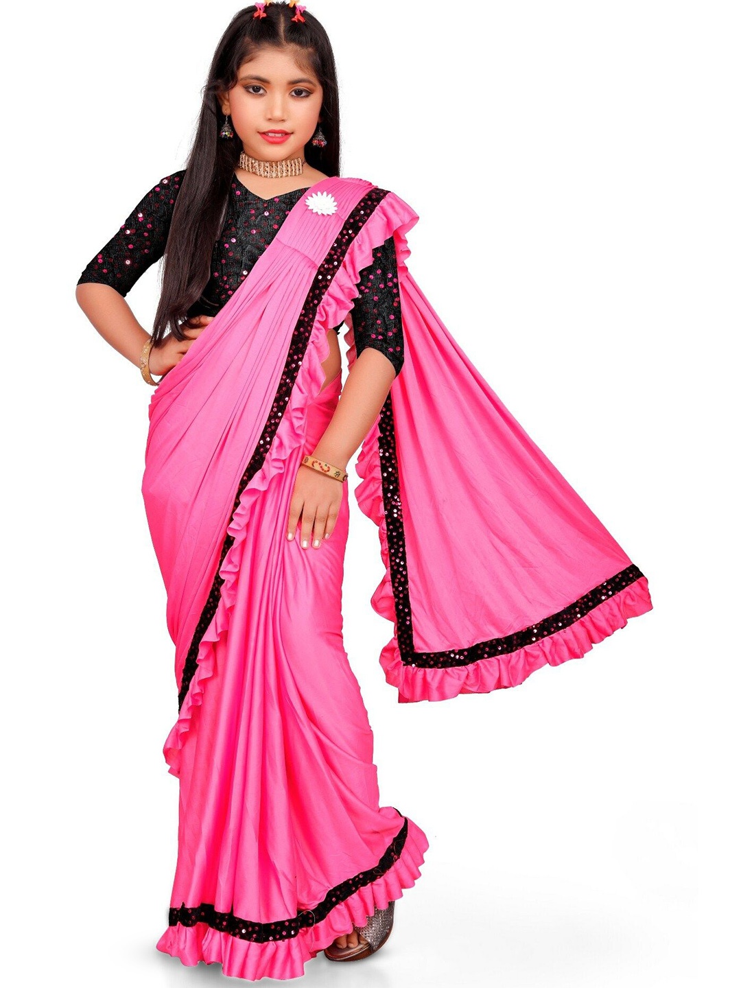 

Aika Pure Chiffon Saree, Pink