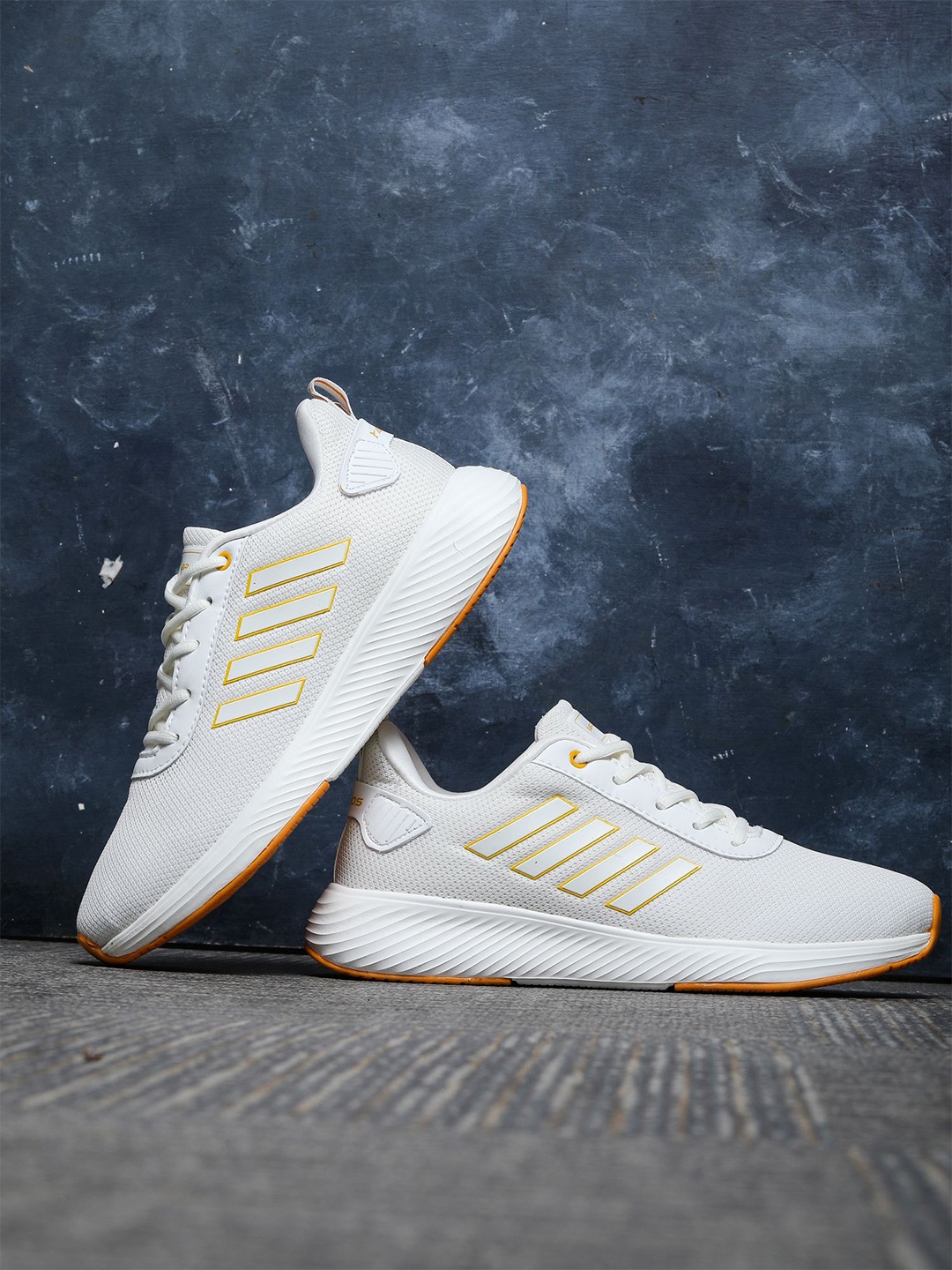 

ABROS Men Lace-Ups Mesh Running Shoes, White