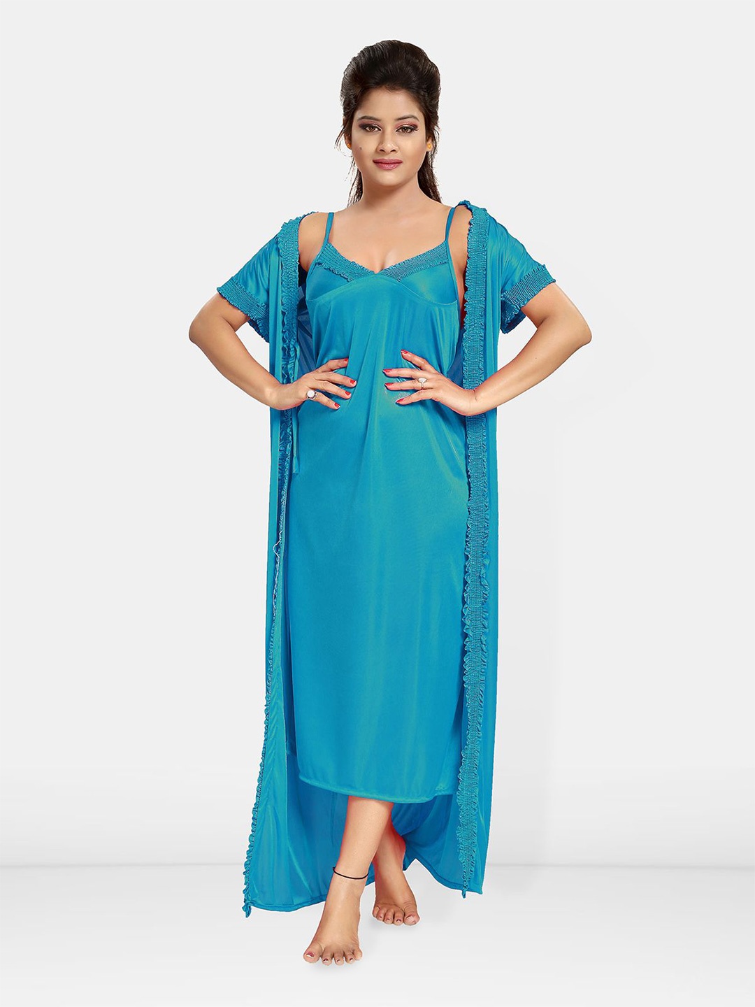 

Be You Women Maxi Nightdress Set, Blue