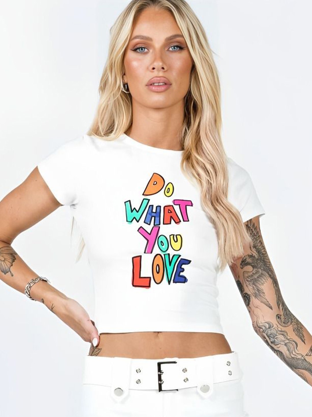

sollobell Print Cotton Tank Crop Top, White