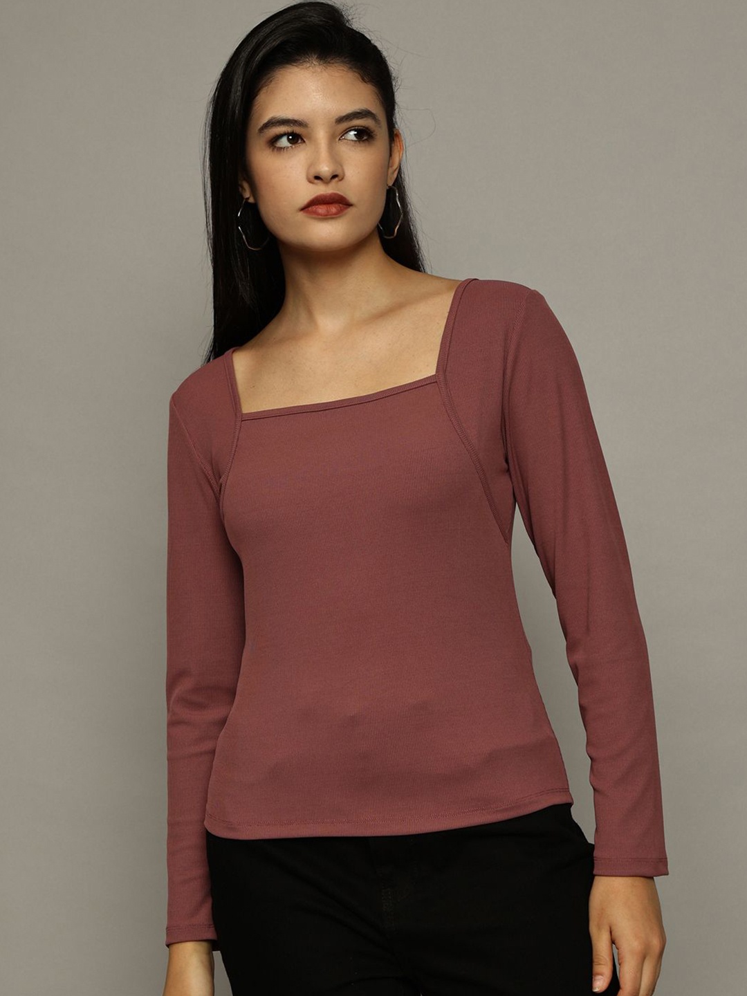 

The Roadster Lifestyle Co. Women Square Neck Top, Rust