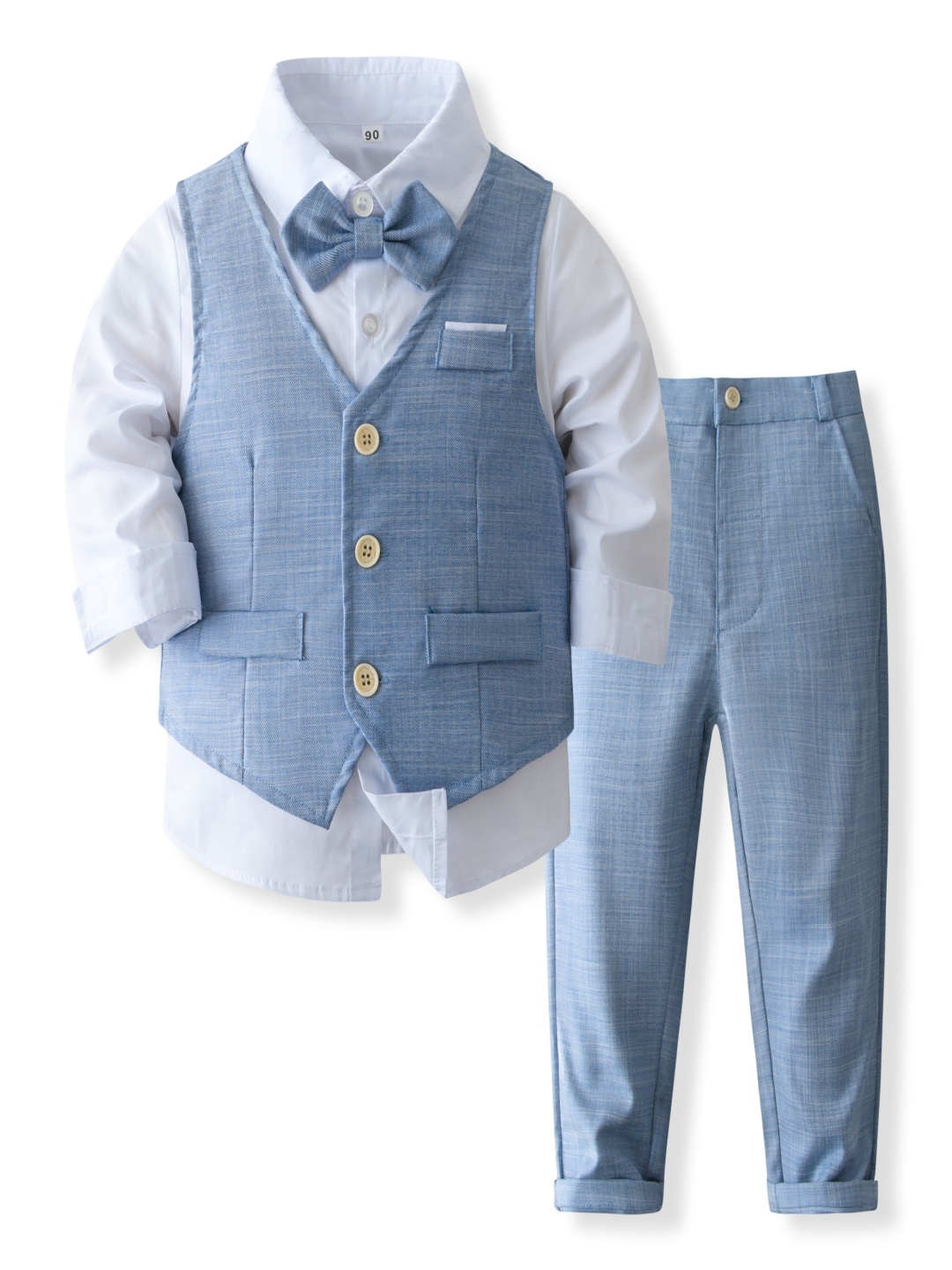 

StyleCast x Revolte Boys Pure Cotton Shirt With Trouser & Waistcoat, Blue