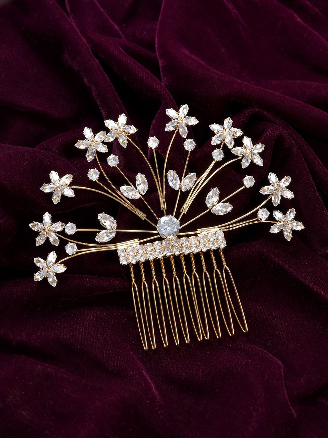 

Voylla Embellished Royal Romance Hazel Comb Pin Hair Accessories, Gold
