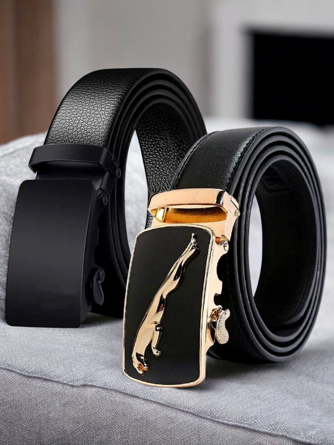 

Metronaut Men Textured 2 PU Belt, Black