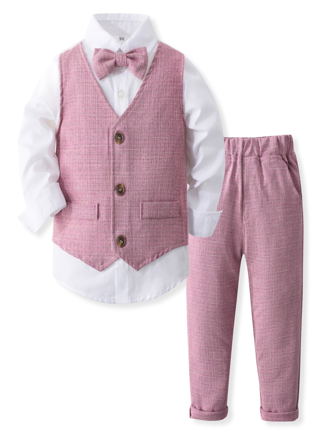 

StyleCast x Revolte Boys Pure Cotton Shirt With Trouser & Waistcoat, Pink