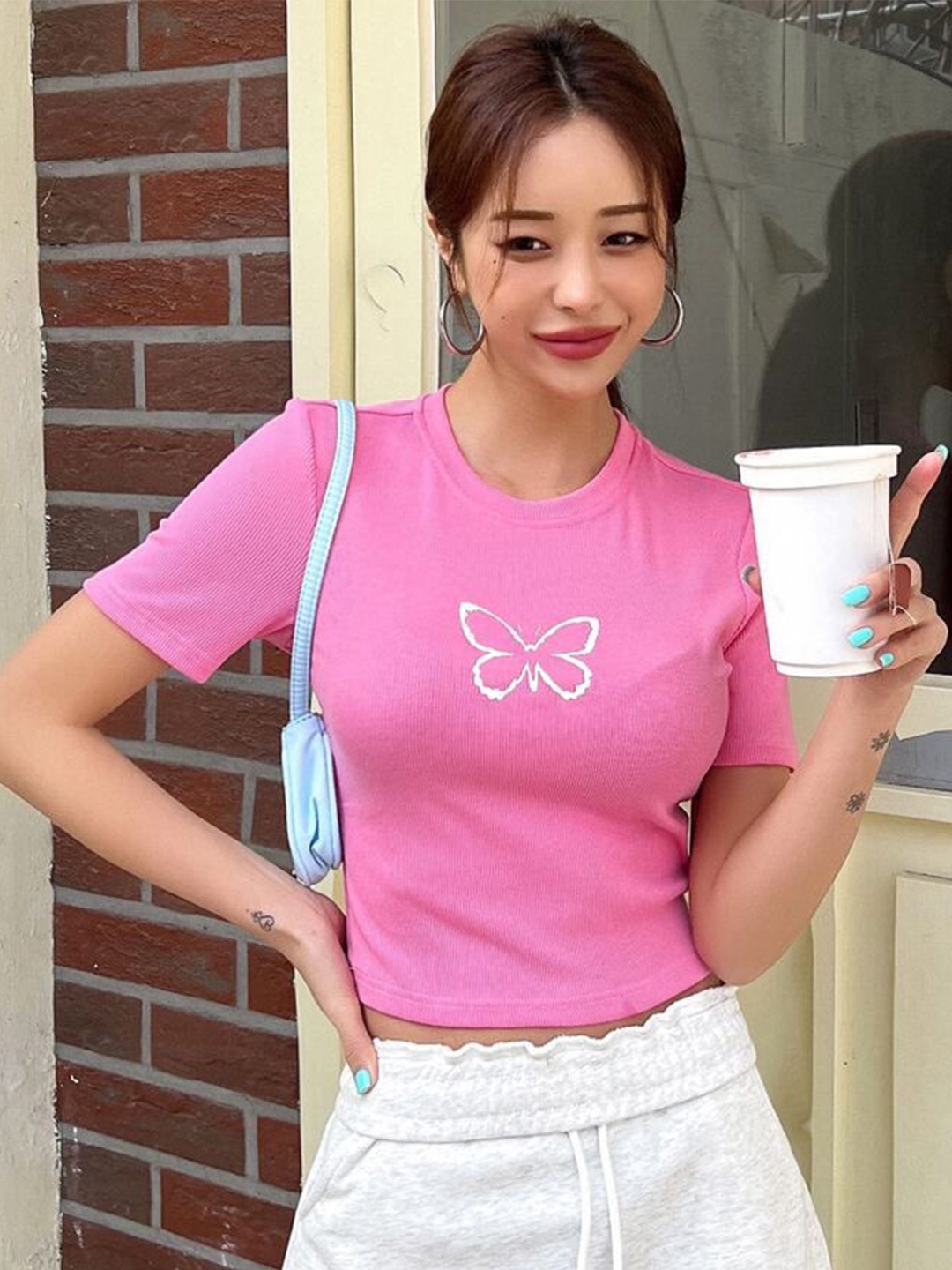 

sollobell Cotton Crop Top, Pink