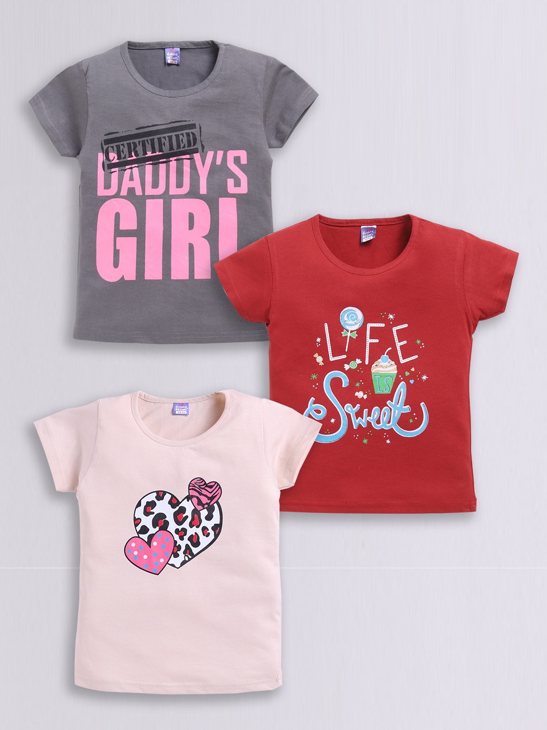 

Here&Now X Game Begins Girls Pack Of 3 Assorted Printed Pure Cotton T-shirts