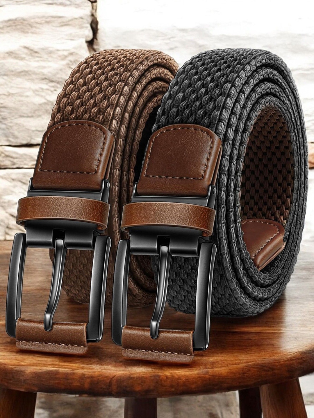 

ZORO Men Braided Reversible Belt, Brown