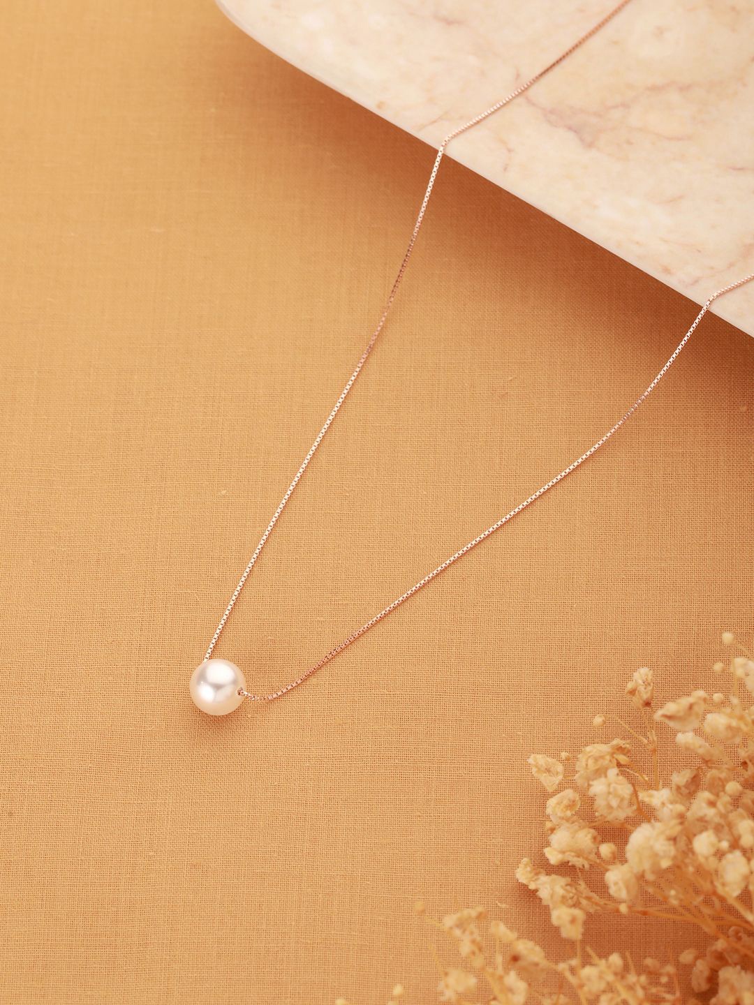

SARAF SILVERETZ 925 Sterling Silver-Plated Rose Gold-Plated Beaded Delicate Minimal Chain