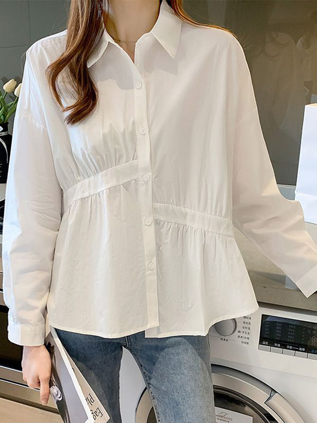 

StyleCast Women Solid Long Sleeves Cotton Relaxed Fit Casual Shirt, White