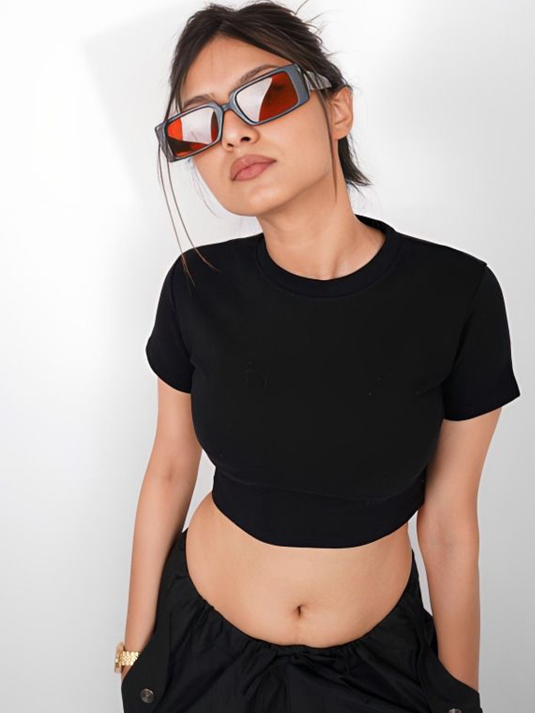 

sollobell Cotton Tank Crop Top, Black