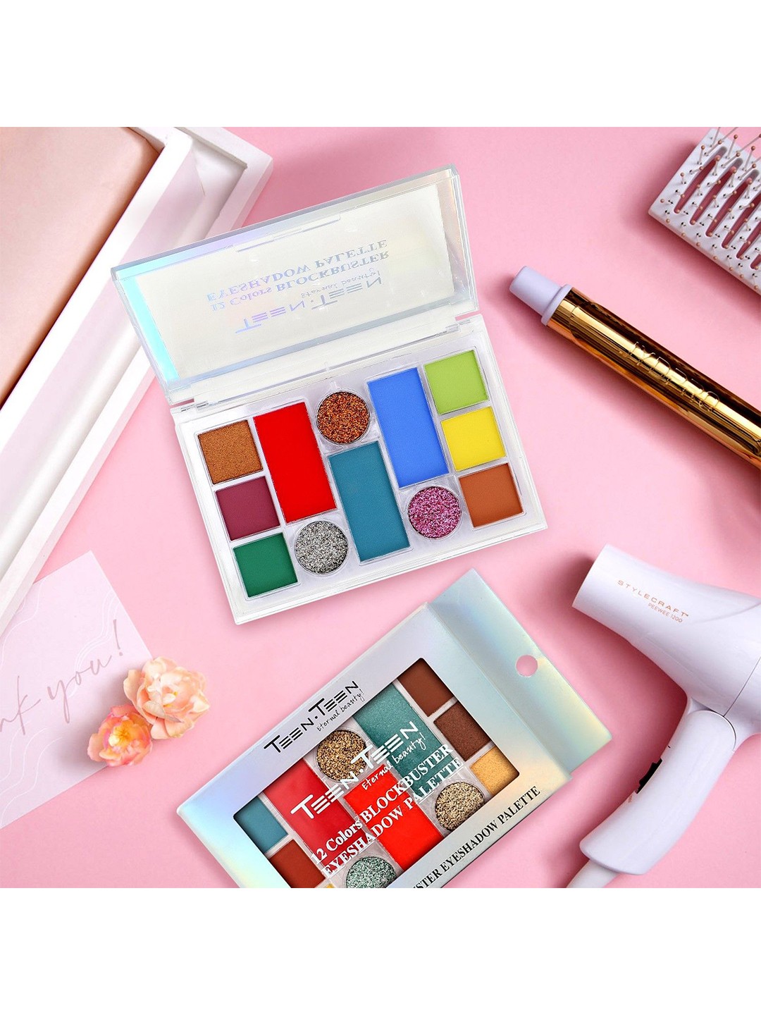 

TEEN TEEN COSMETICS Blockbuster 12 Color Eyeshadow Palette - 16 g - Red- Blue -01
