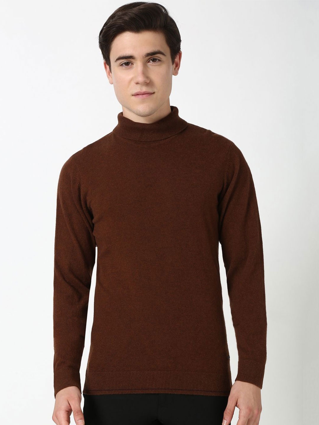 

Peter England Elite Men Pure Cotton Turtle Neck Pullover Sweater, Brown