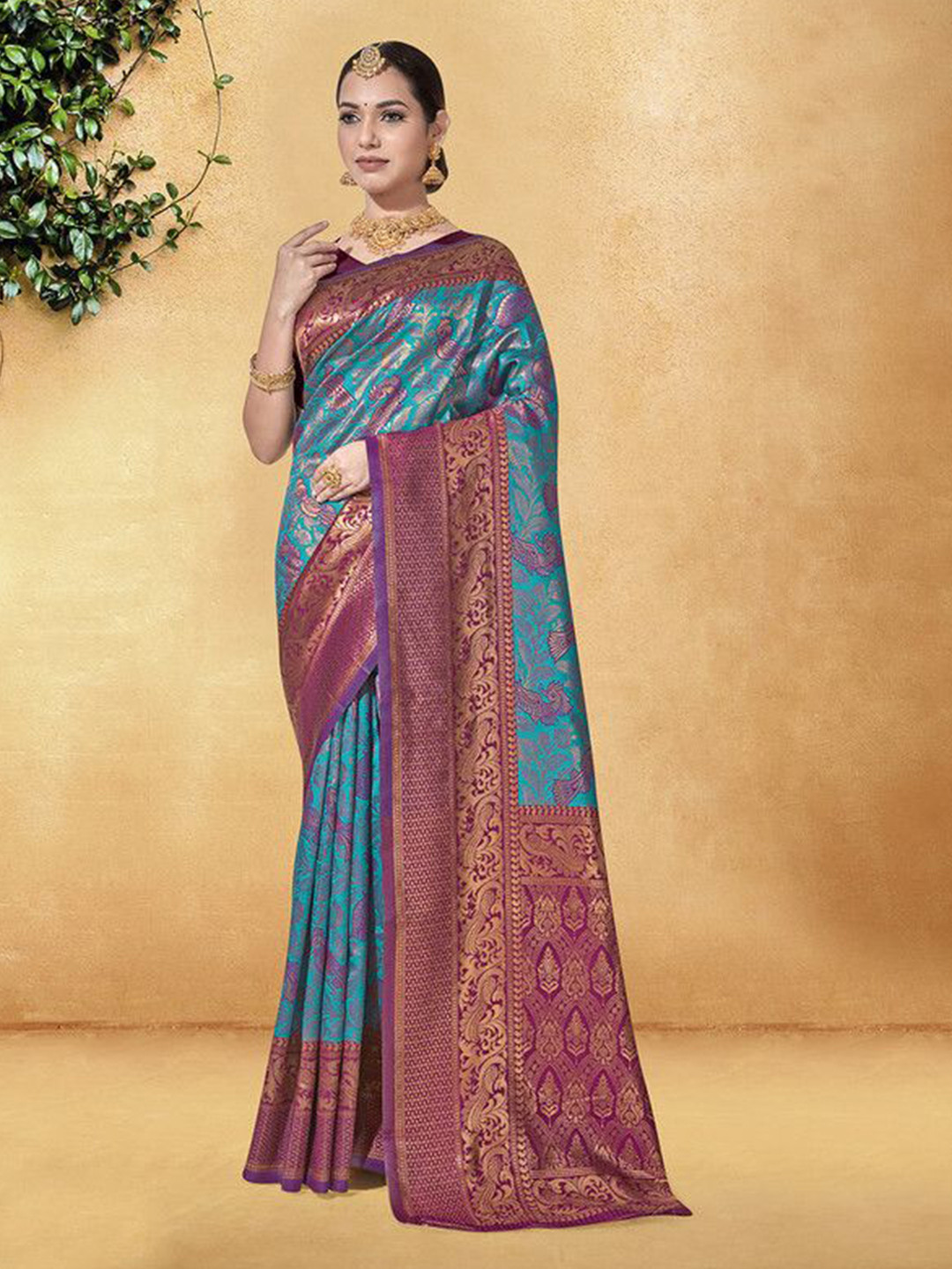 

sagarika Woven Design Zari Kanjeevaram Saree, Blue