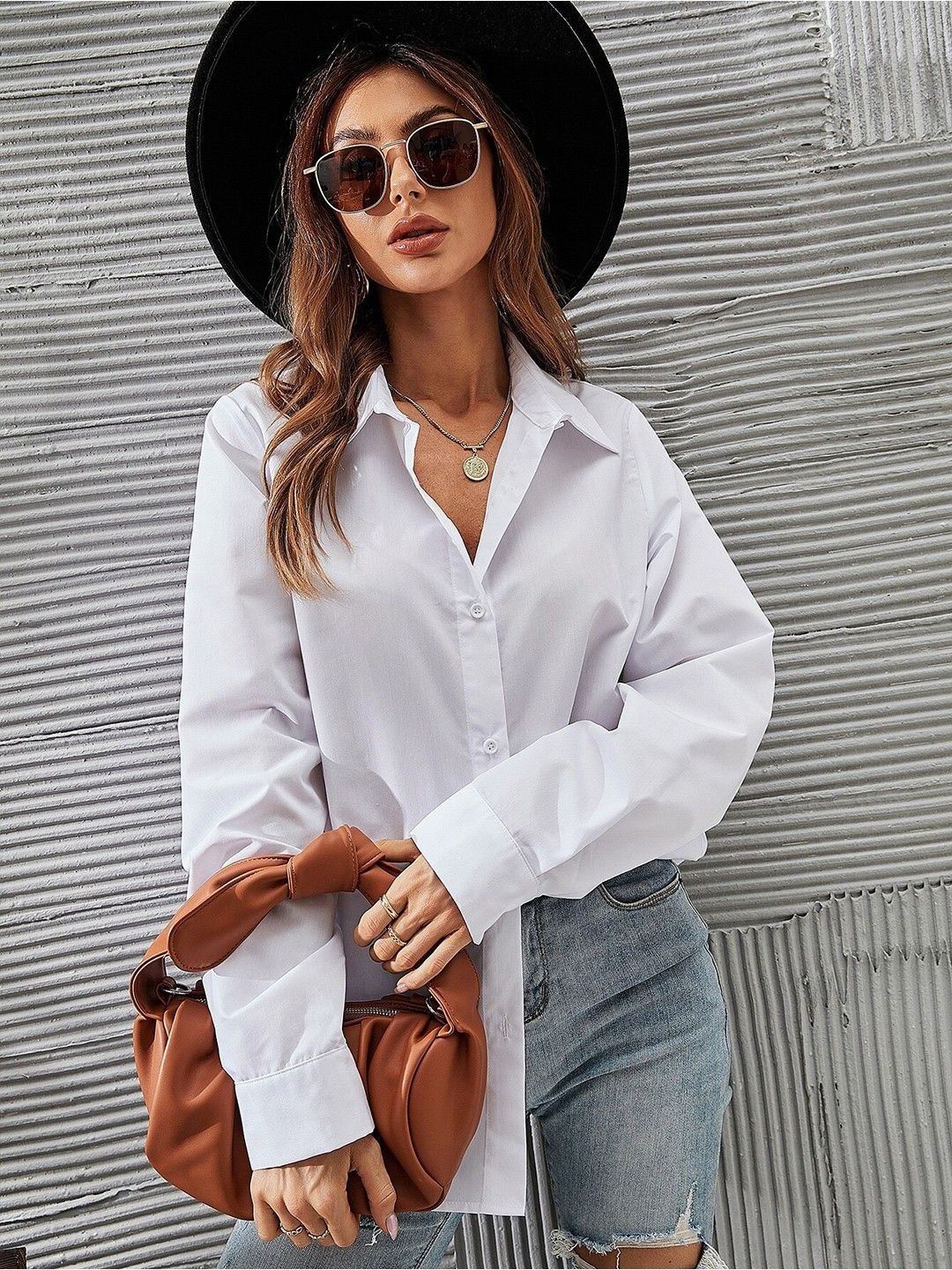 

NANCHI Women Comfort Relaxed Fit Spread Collar Solid Cotton Casual Shirt, White