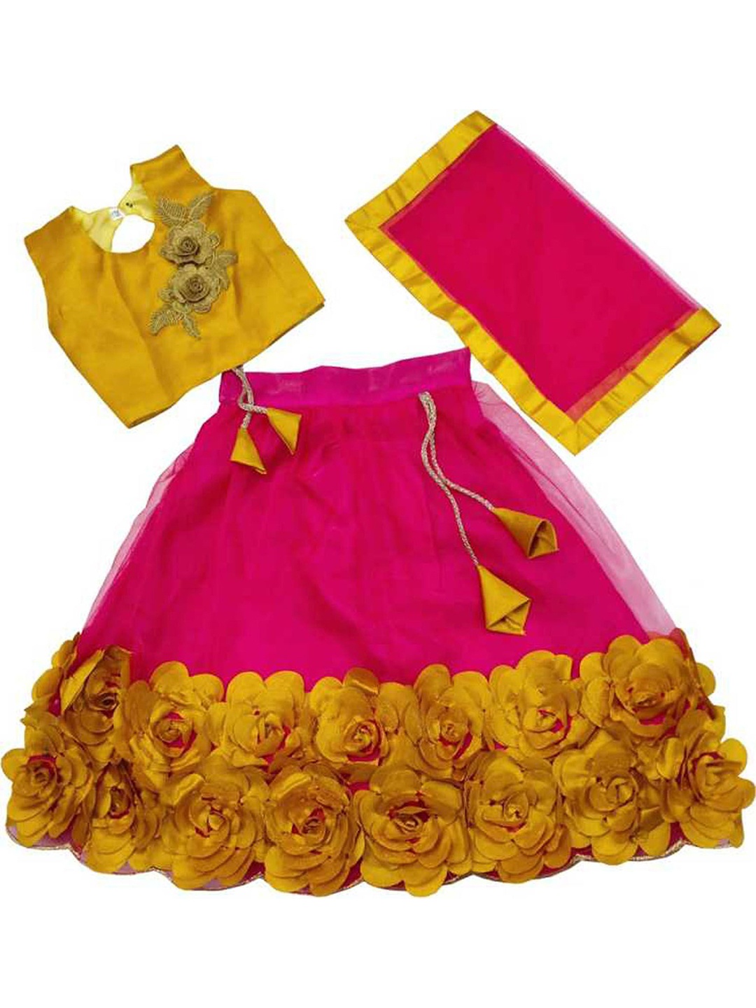 

NAJARA FASHION Girls Ready to Wear Lehenga & Blouse With Dupatta, Pink