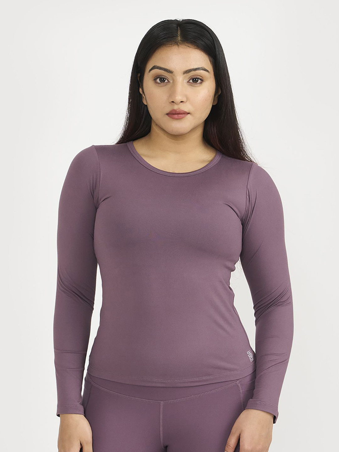 

Hunnit Women Zen Active Wear Full Sleeves Top with Built in Bra, Mauve