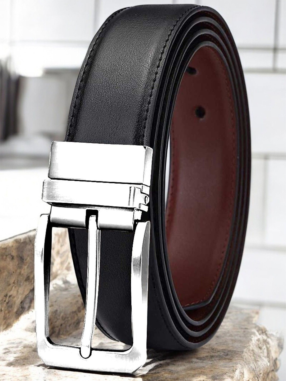 

The Roadster Lifestyle Co. Men Formal Reversible Belt, Black