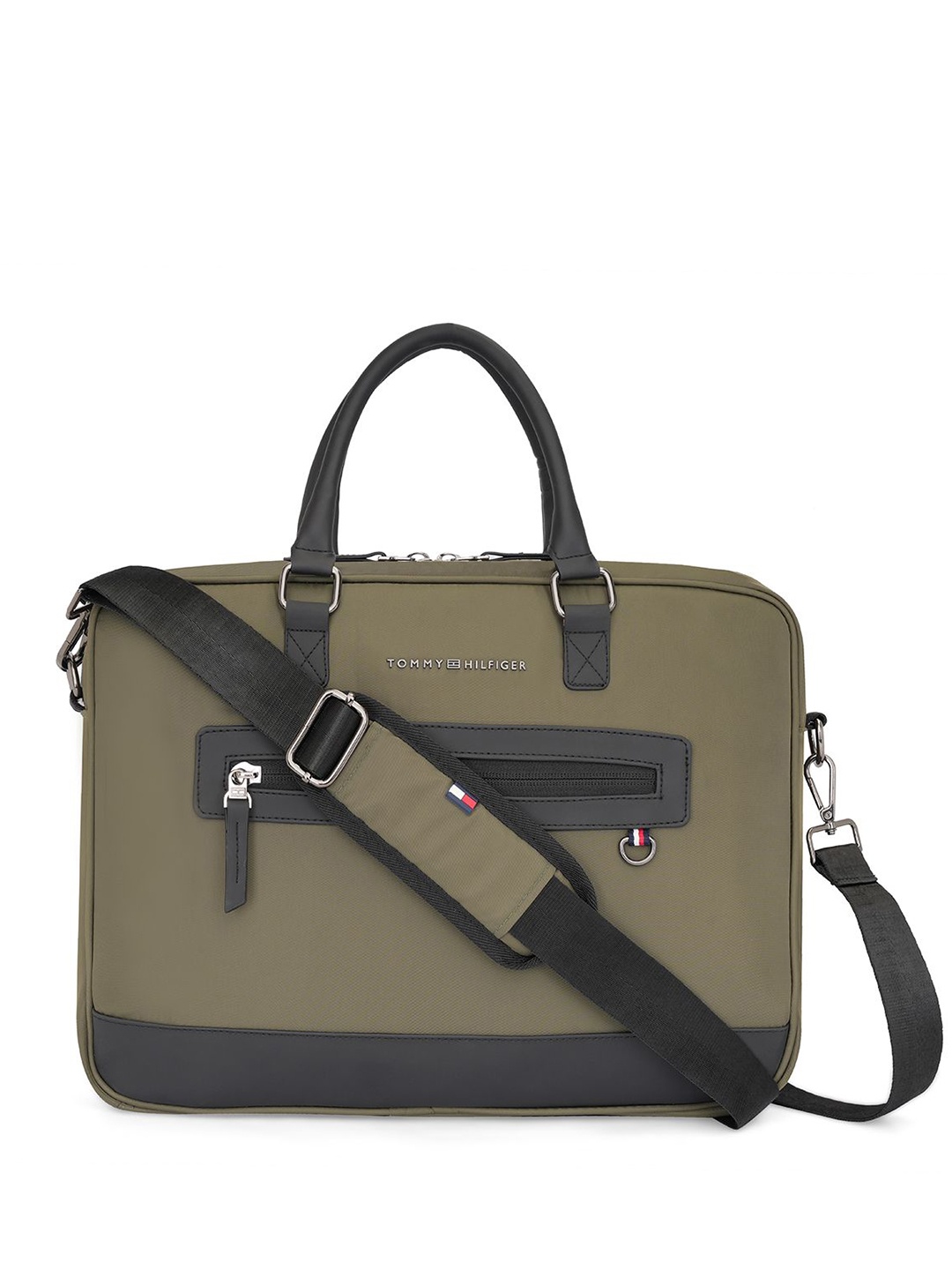 

Tommy Hilfiger Unisex Colourblocked Laptop Bag, Olive