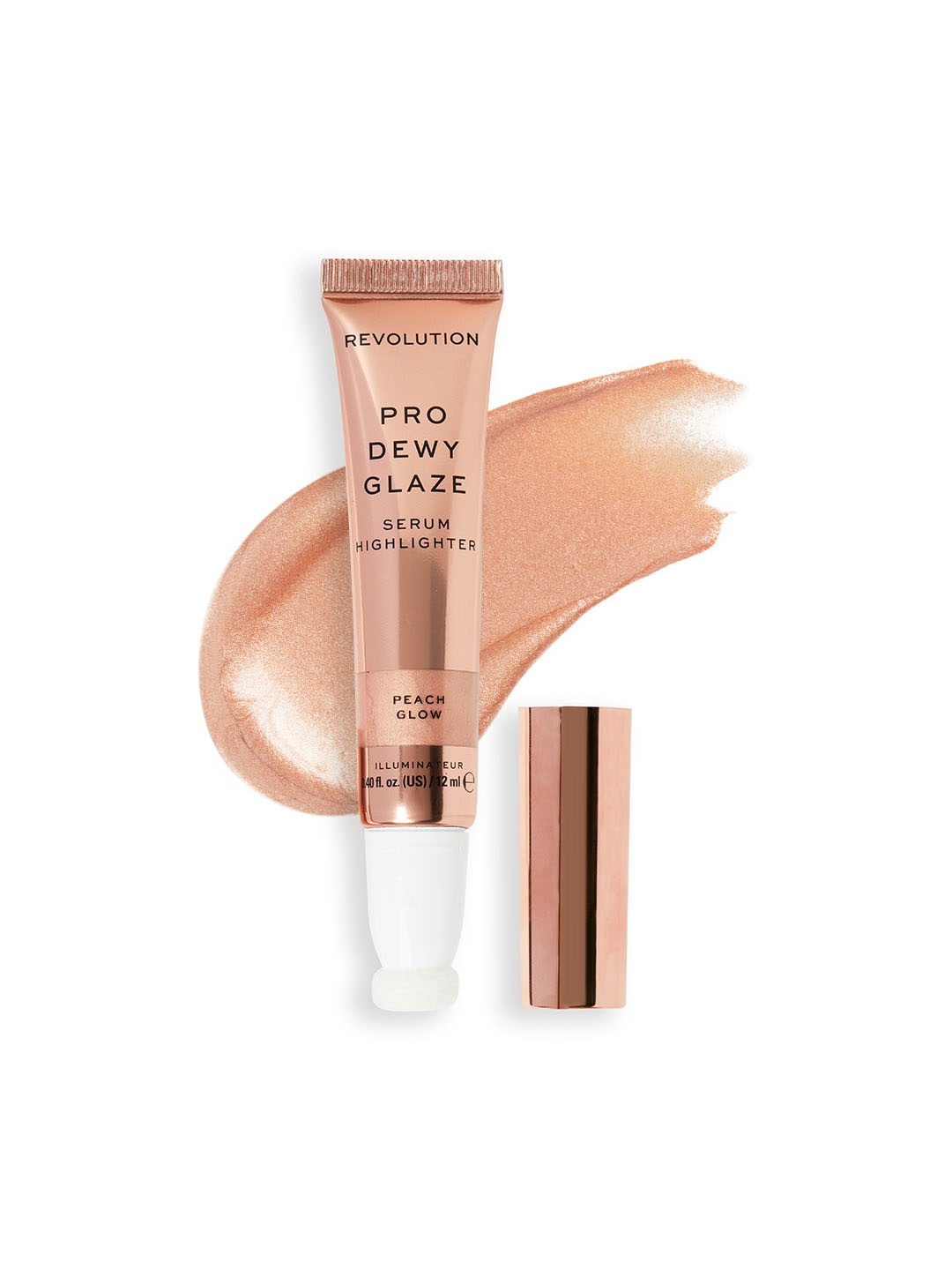 

Makeup Revolution London Pro Dewy Glaze Serum Highlighter With Vitamin E 12ml - Peach Glow, Beige