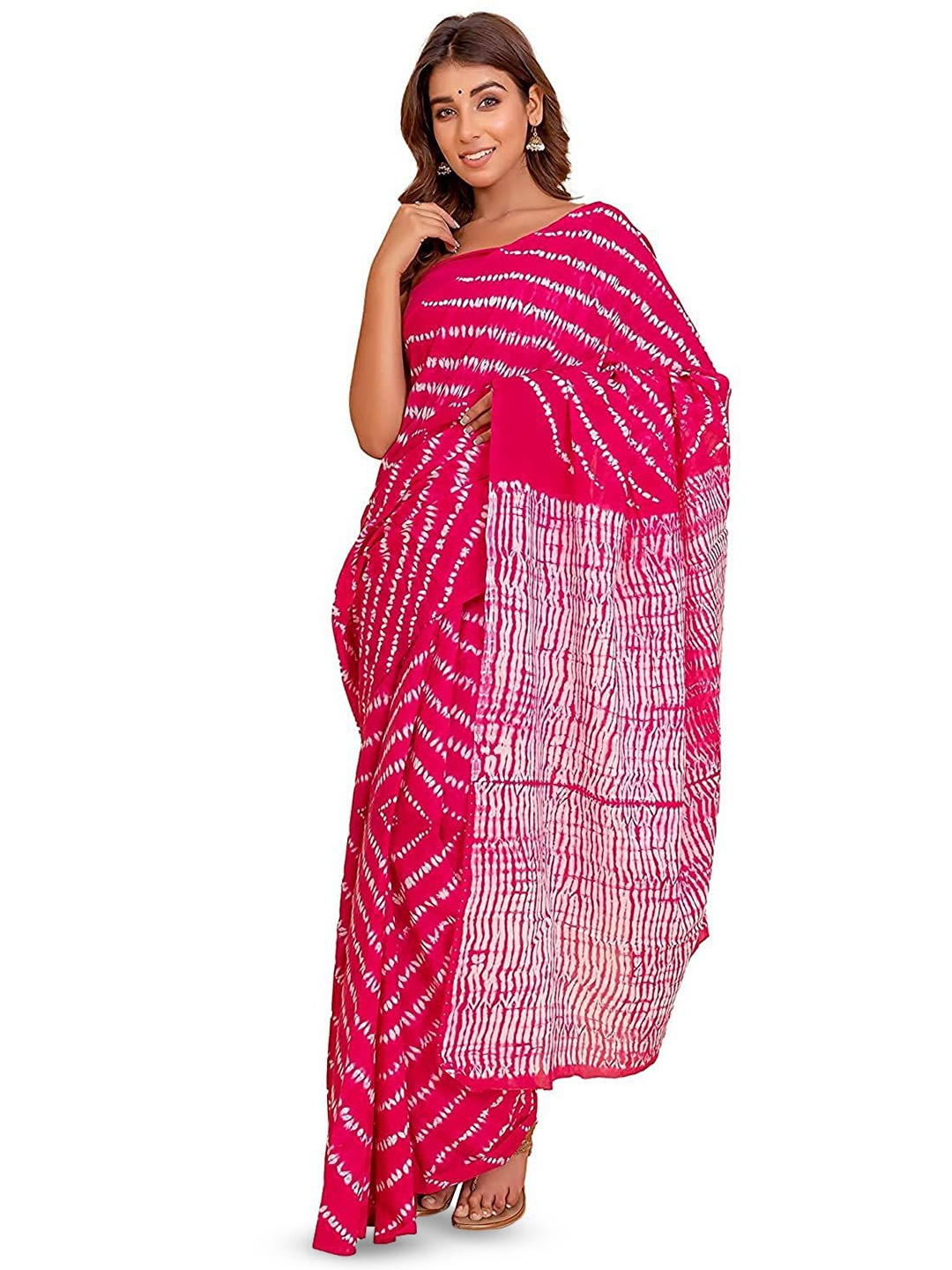 

Craft Musium Pure Cotton Bagru Saree, Pink