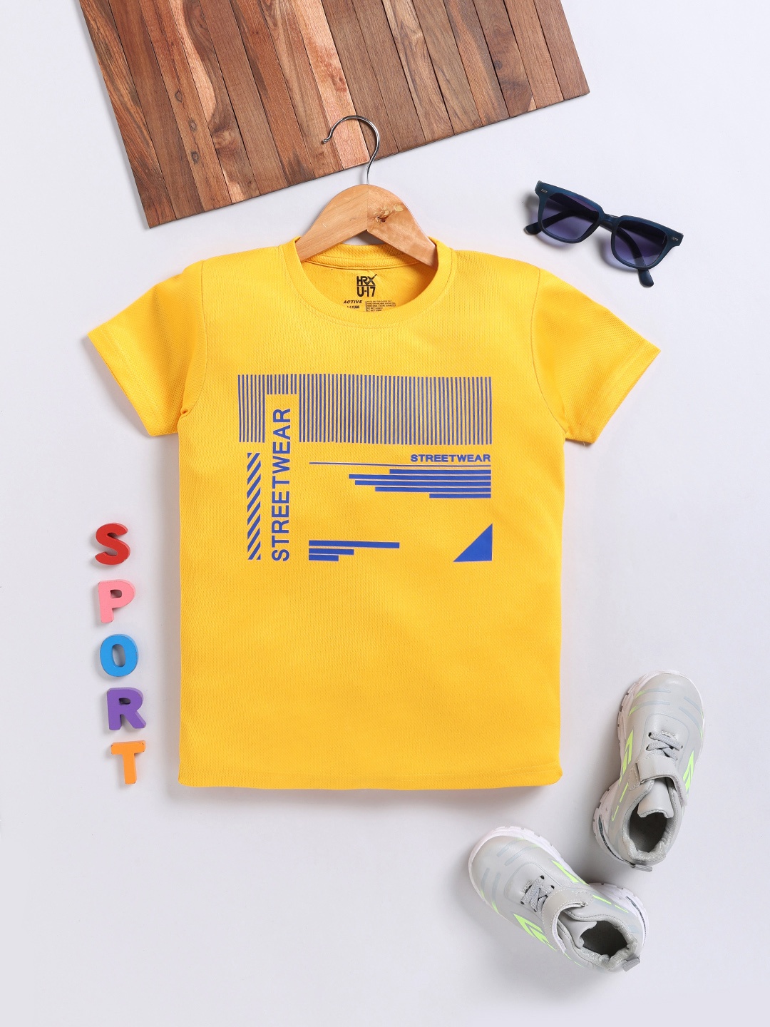 

HRX by Hrithik Roshan Boys Typography Printed Rapid-Dry T-shirt, Yellow