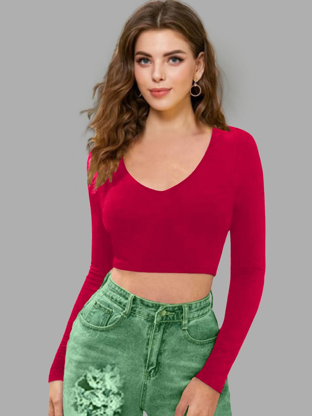 

Dream Beauty Fashion Women V-Neck Fitted Crop Top, Pink