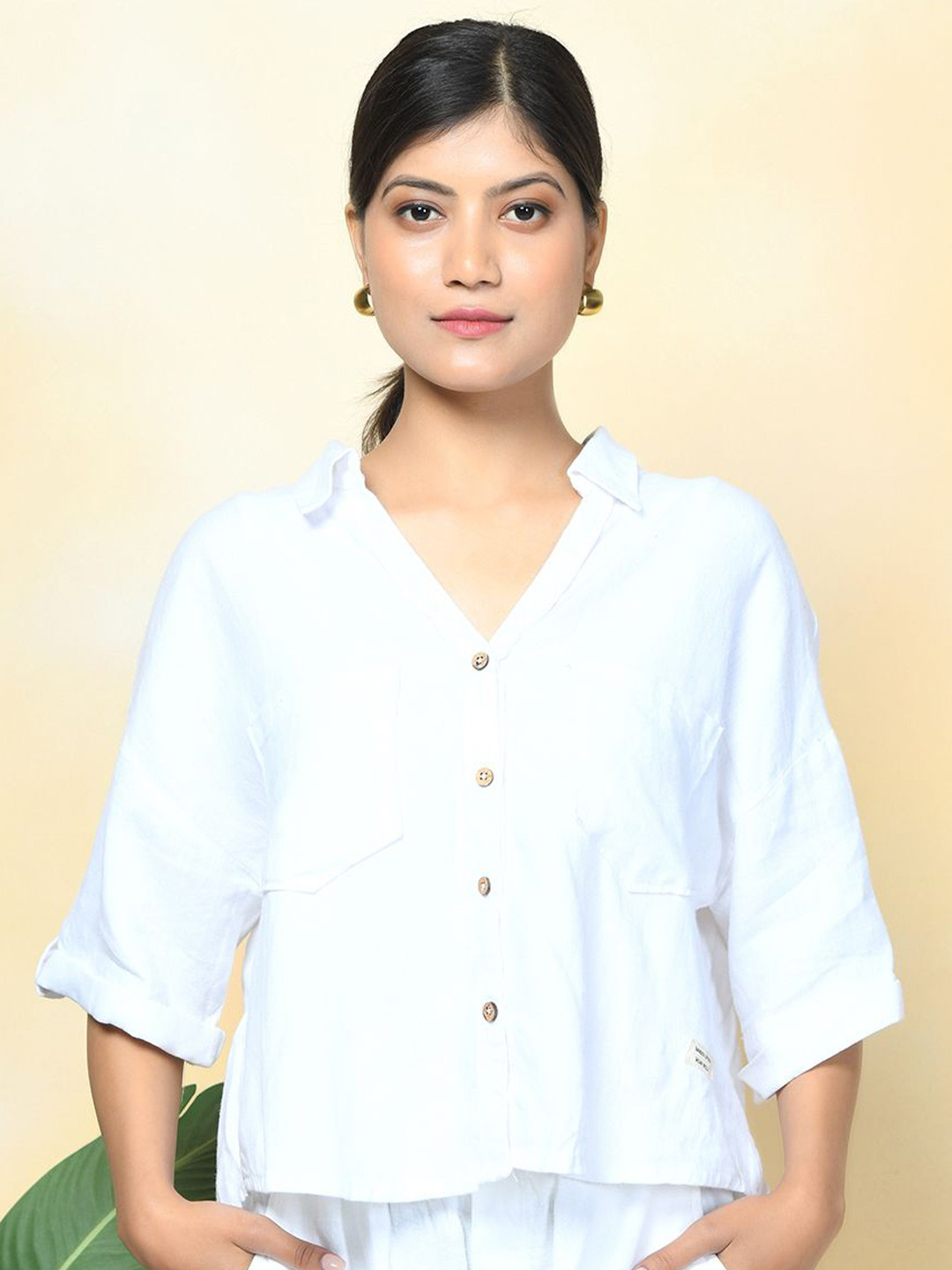 

Rimore Women Comfort Boxy Opaque Casual Shirt, White